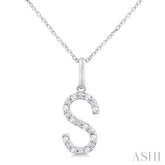 1/20 ctw Initial 'S' Round Cut Diamond Fashion Pendant With Chain in Sterling Silver